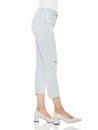 Casual Summer Pants Women High Waist Trousers for Women , Woman in tight jeans and heels, white background Royalty Free Stock Photo
