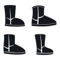 Casual ugg boots icons set, simple style