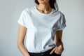 Casual white t-shirt fashion on female model Royalty Free Stock Photo