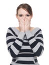 Casual woman - speak no evil Royalty Free Stock Photo