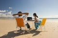 Casual Workers Meeting At The Beach Royalty Free Stock Photo