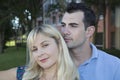 Casual young couple on vacation in a peaceful portrait