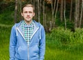 Casual young man in bowtie with nature background Royalty Free Stock Photo