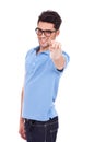 Casual young man pointing Royalty Free Stock Photo