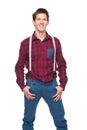 Casual young man with suspenders Royalty Free Stock Photo