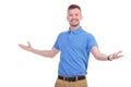 Casual young man welcomes you Royalty Free Stock Photo