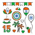 Casually drawn elements for India Independence Day