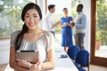 Casually Dressed Businesswoman At Meeting In Boardroom Royalty Free Stock Photo