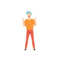 Casually dressed man shouting in a rage, emotional guy feeling anger vector Illustration on a white background