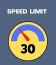 Speed limit 30 round road traffic icon sign flat style design illustration