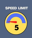 Speed limit 5 round road traffic icon sign flat style design illustration.