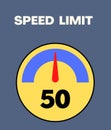 Speed limit 50 round road traffic icon sign flat style design illustration
