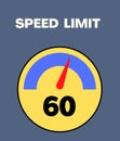 Speed limit 60 round road traffic icon sign flat style design illustration