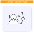 Cat allergy line icon. Editable illustration Royalty Free Stock Photo