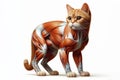 cat anatomy showing body and head, face with muscular system visible isolated on solid white background. ai generative Royalty Free Stock Photo