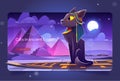 Cat in ancient Egypt cartoon landing page, Bastet Royalty Free Stock Photo