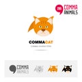 Cat animal concept icon set and modern brand identity logo template and app symbol based on comma sign