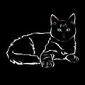 Cat animal contour drawing creative blue image kitten line