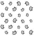 Cat head doodles seamless pattern background