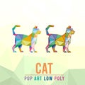 CAT ANIMAL PET POP ART LOW POLY LINE LOGO ICON SYMBOL