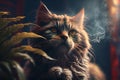 cat Animal smoking ganja weed.generative ai