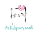 Cat Antidepressant lettering hand drawn