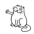 The cat approves and shows a thumbs-up. Isolated vector illustration. Royalty Free Stock Photo