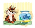 Cat aquarium fish humor funny cartoon character