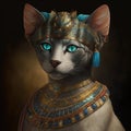 Cat as cleopatra egyptian queen illustration generative ai