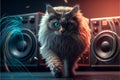 Cat as a DJ created with generative AI technology Royalty Free Stock Photo