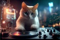 Cat as a DJ created with generative AI technology Royalty Free Stock Photo