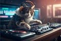 Cat as a DJ created with generative AI technology Royalty Free Stock Photo