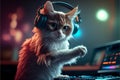 Cat as a DJ created with generative AI technology Royalty Free Stock Photo