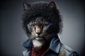Cat as michael jackson illustration generative ai Royalty Free Stock Photo