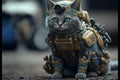 Cat as a soldier of the Ukrainian army created with generative AI technology Royalty Free Stock Photo