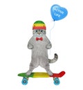 Cat ashen riding skateboard 2