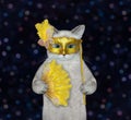 Cat Ashen In Yellow Carnival Mask