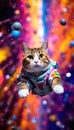 The Cat Astronaut floating in a surreal galaxy setting captures a playful and imaginative mood with vibrant cosmic colors Royalty Free Stock Photo