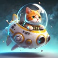 Cat astronaut in a spacesuit floating in space. 3D rendering Royalty Free Stock Photo
