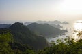 Cat Ba town from viewpoint in cannon fort in sunset, Halong Bay Royalty Free Stock Photo