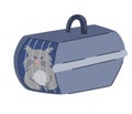 Cat in the bag. Transportation of animals. Cute cat sitting in a travel bag. The concept of traveling with animals. Hand draw