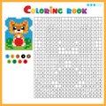 Cat with ball. Color by numbers. Coloring book for kids. Colorful Puzzle Game for Children with answer