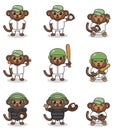 Vector Illustration of Cute Monkey with Baseball costume Royalty Free Stock Photo