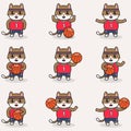 cute cartooon Cat Basketball set