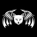 Cat with bat wings vector logo