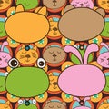 Cat bear forg rabbit head seamless pattern