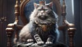 Cat became king was sitting on the throne Royalty Free Stock Photo