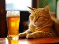 Cat with a beer mug, Beer Oktoberfest concept, AI Generated Royalty Free Stock Photo
