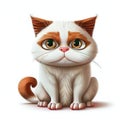 a cat with big eyes sitting down looking at the camera with a sad look on its face and a white background Royalty Free Stock Photo