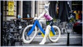 Cat on a Bike , aka La Cycliste sculpture in Brussels, Belgium Royalty Free Stock Photo